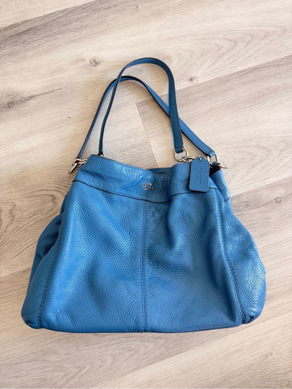 Coach Blue Pebbled Leather Shoulder Bag